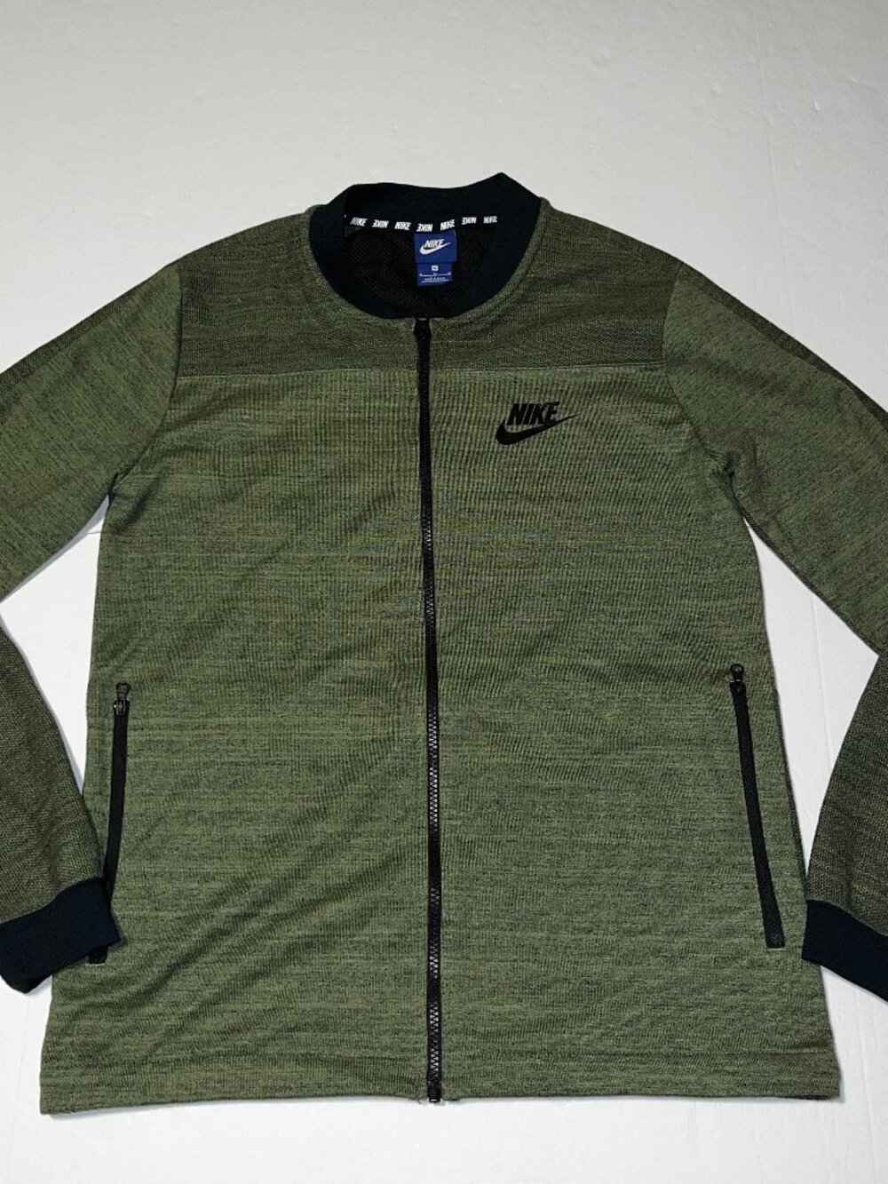 Nike men's full zip green athletic track jacket size medium 837008-387